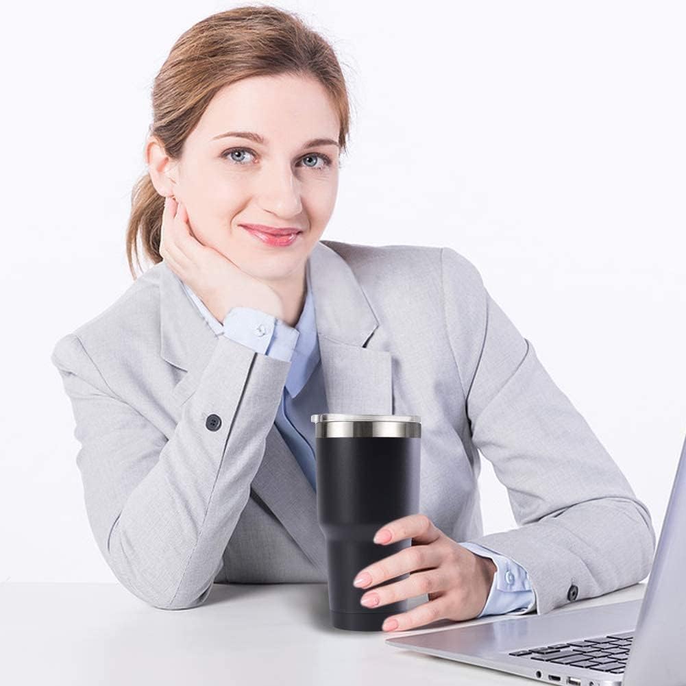 30oz Stainless Steel Travel Mug with Lid, 8 Pack Double Wall Vacuum Insulated Bulk Tumbler, Powder Coated Coffee Cup Suitable for Vehicle Cup Holders(Black)