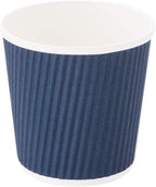 Restaurantware 4 Ounce Ripple Wall Disposable Coffee Cups, 500 Insulated Blue Paper Tumblers with Rolled Rim Design, Lids Sold Separately for Hot Drinks like Tea, Hot Chocolate and More