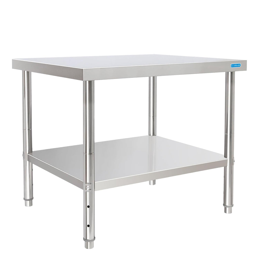 Stainless Steel Table for Prep & Work with Undershelf 30 x 36 Inches NSF Metal Commercial Kitchen Adjustable Under Shelf Worktable for Restaurant Home Outdoor