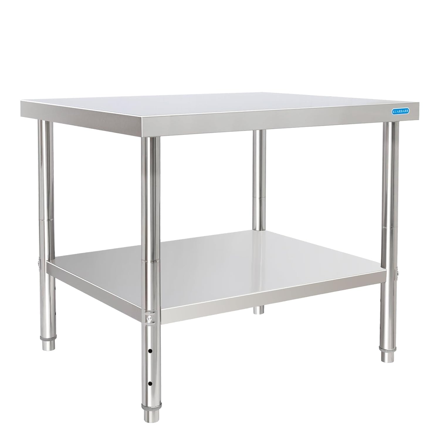 Stainless Steel Table for Prep & Work with Undershelf 30 x 36 Inches NSF Metal Commercial Kitchen Adjustable Under Shelf Worktable for Restaurant Home Outdoor