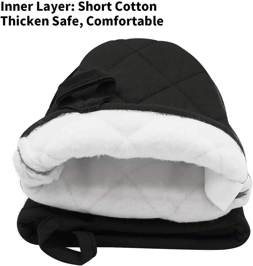 1 Pair Short Oven Mitts, Heat Resistant Silicone Kitchen Mini Oven Mitts for 500 Degrees, Non-Slip Grip Surfaces and Hanging Loop Gloves, Baking Grilling Barbecue Microwave Machine Washable