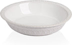 Sweejar Ceramic Pie Pan for Baking,Round Baking Dish Pan for Dinner 10 Inches, Pie Dish Non-Stick Pie Plate for Quiche,Tart，Cake,Pumpkin Pie, Pot Pies (White)