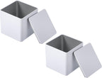 PATIKIL Metal Tea and Tin Set 3.35"x3.35"x3.35", 2 Pcs Metal Storage Airtight Storage Square Container with Lid for Loose Tea Coffee Candy Treats Gifts Spice DIY, White