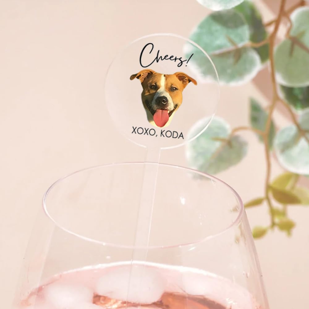 Coolslove Personalized Wedding Dog Stir Sticks, Custom Illustrated Pet Acrylic Cocktail Stirrers, Acrylic Cocktail Stirrers, Wedding Drink Sticks, Wedding Favors Decors Essentials Style 3