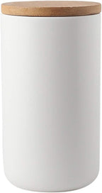 jessie Ceramic Storage Containers with Airtight Seal Bamboo Lids Kitchen Canisters for Tea Spice Seasoning Sugar Coffee (white, 1000ml/34 oz)