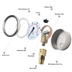 ELECALL 2-1/2" Glycerin Liquid Filled Air Pressure Gauge, 0-60Psi, 1/4”NPT Lower Mount, Stainless Steel Case, Brass Internals, Water Pressure Gauge