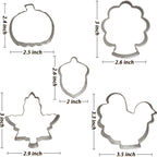 Thanksgiving Cookie Cutters Set 5PCS, Food-grade Stainless Steel Turkey Pumpkin Pine Cones Maple Leaf Fall Cookie Cutters Shapes, Sturdy Metal Biscuit Cutters for Home Holiday Family Baking
