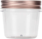 novelinks 4 oz Clear Plastic Jars with Rose Gold Lids – Small Round Refillable Storage Containers for Spices, Food, Crafts, and DIY Gifts – BPA-Free, Leakproof, 20 Pack