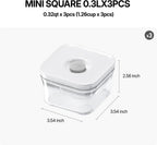 VAKUEN Premium Airtight Food Storage Containers, Mini Square 3pc/set(0.32qt), Smart One-Click Seal Lid, No Hinges, 100% Leak Proof, BPA-FREE, Dishwasher, Freezer & Microwave Safe