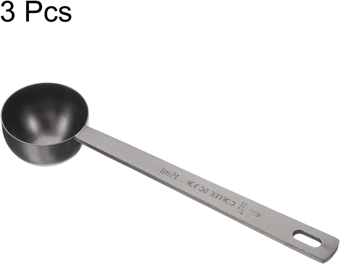 HARFINGTON 3pcs Coffee Scoop Spoon 1tbsp (3tsp, 15ml) 304 Stainless Steel Long Handle Teaspoon/Tablespoon Measuring Spoons Scoops for Tea Sugar Kitchen, Black