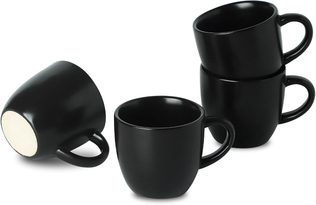 Hasense Ceramic 3 OZ Espresso Cups, Porcelain Espresso Demitasse Cups Set of 4 for Double shot, Lungo and Ristretto, Tiny Italian Expresso Shot Coffee Mugs for Home and Office, Black