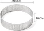 Guowall Stainless Steel Round Tart Ring Metal Perforated Cake Mold Pastry Molud for Circle Tartlet French Dessert Small Fruit Tarte Crust (6pcs)