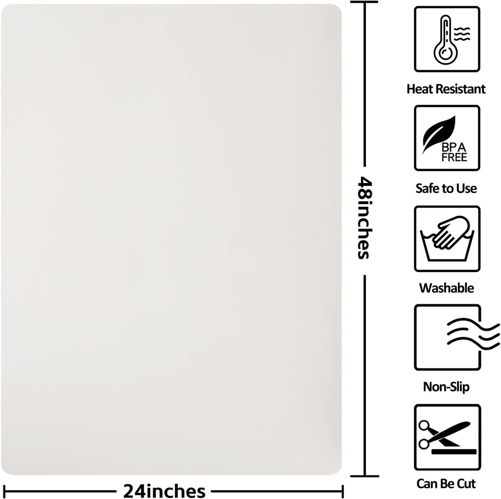 Silicone Mat Heat Resistant Mats for Countertop, Multipurpose Large Silicone Mats for Crafts Kitchen Workbench Size 48x24 inches Thick 2mm,Rolled Package,Beige