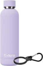 Slim Insulated Water Bottles for Travel 18oz with Clip, Double Wall Vacuum Stainless Steel Water Bottle Keeps Drinks Cold 24 Hrs/Hot 12 Hrs, 100% Leakproof, BPA Free(Purple)