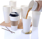 Paper Cups 16 oz 200 Pack for Coffee & Tea Made in USA | Bulk 200 Count for Home, Office, Restaurants & Parties | Recyclable Disposable 16 Ounce To-Go Cups for Hot Drinks