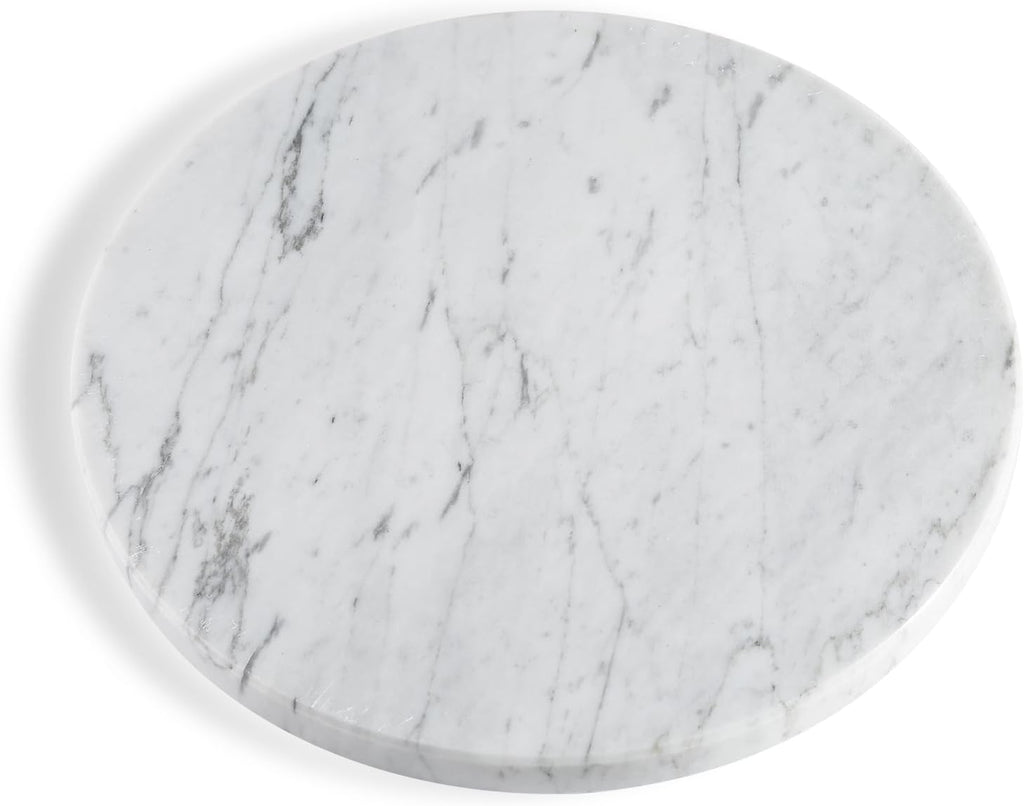 Koville Italian Natural Marble Cutting Board for Kitchen, 11inch Round Hand Crafted Marble Slab for Cheese, Charcuterie, Pastry Board - Wedding Gift, House Warming Gift(Bianco Carrara)