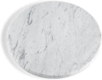 Koville Italian Natural Marble Cutting Board for Kitchen, 11inch Round Hand Crafted Marble Slab for Cheese, Charcuterie, Pastry Board - Wedding Gift, House Warming Gift(Bianco Carrara)