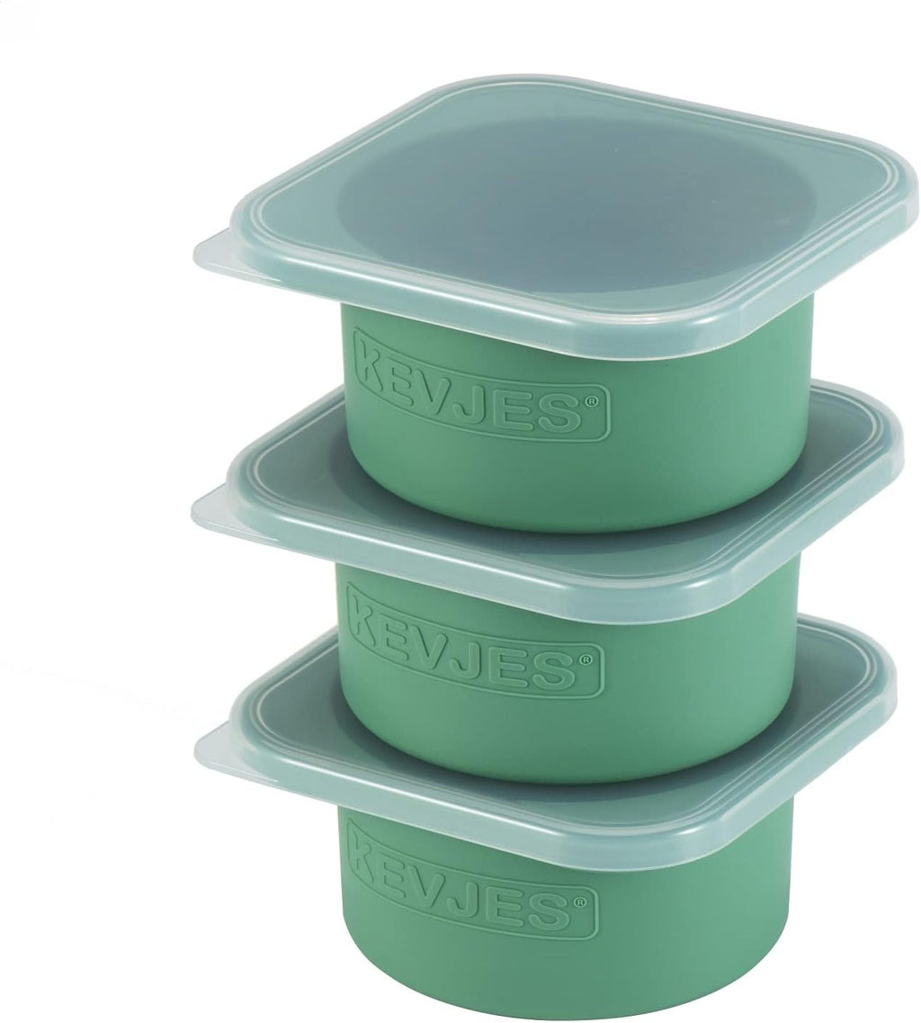 PLUS-Large 1000ml Pizza Dough Proofing Boxes for DIY Artisan Pizza, Food Grade Silicone Stackable Containers with Lids, Sturdy Reinforced Steel. Freezer, Fridge, Dishwasher Safe (3Green Plus)