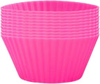 AKOAK Reusable Silicone Non-stick Baking Cups, Cake Molds, Kitchen Baking Cooking Accessories, DIY Cake Making Tools - Pack of 10 (Rose red)