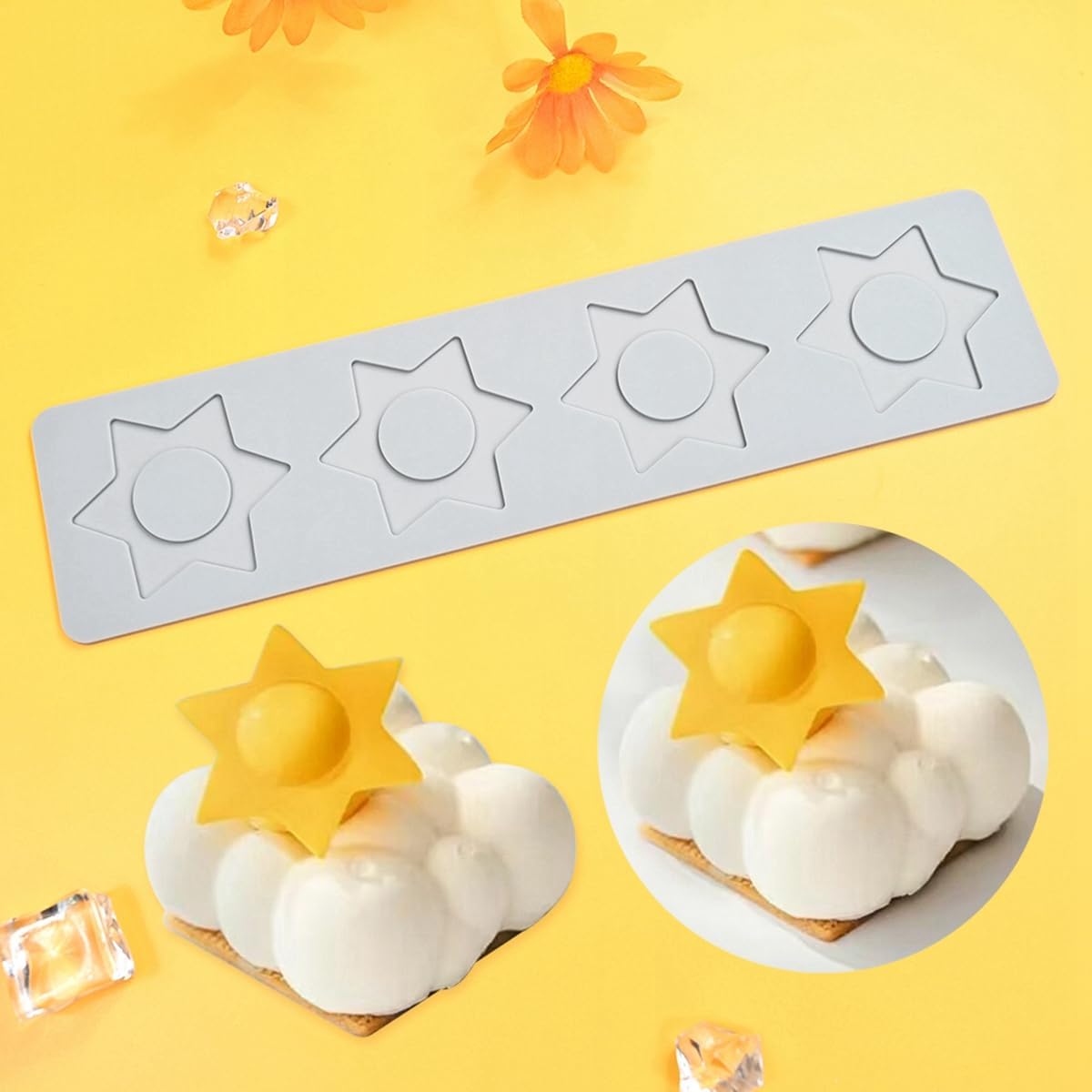 TUKE Star Lace Mat Silicone Mold For Chocolate Epoxy Resin Cake Topper Sugar Craft Baking Cake Lace Decoration Tool DIY Wedding (G_ Star)