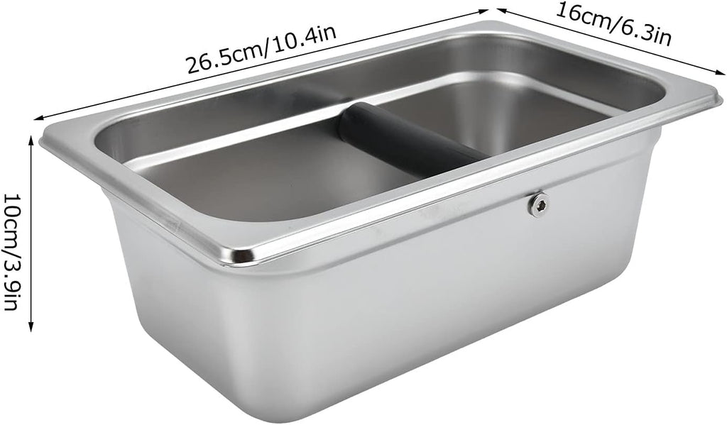 Yosoo Coffee Knock Box, Large Coffee Knock Box Stainless Steel Coffee Grounds Container Bucket Waste Bin(01)