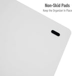 Mind Reader Cup and Condiment Station, Countertop Organizer, Coffee Bar, Kitchen, Stirrers, 17.875"L x 9.5"W x 6.625"H, White