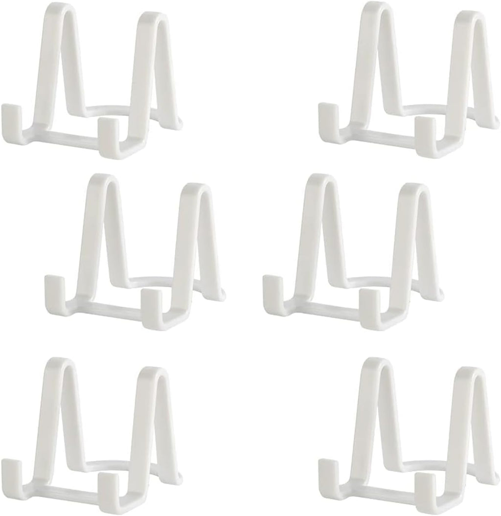Artliving Plate Display Stands Easel Holder - 3-Inch Plastic Stand for Small Decorative Plates, Pictures and Photos - White (6-Pack)