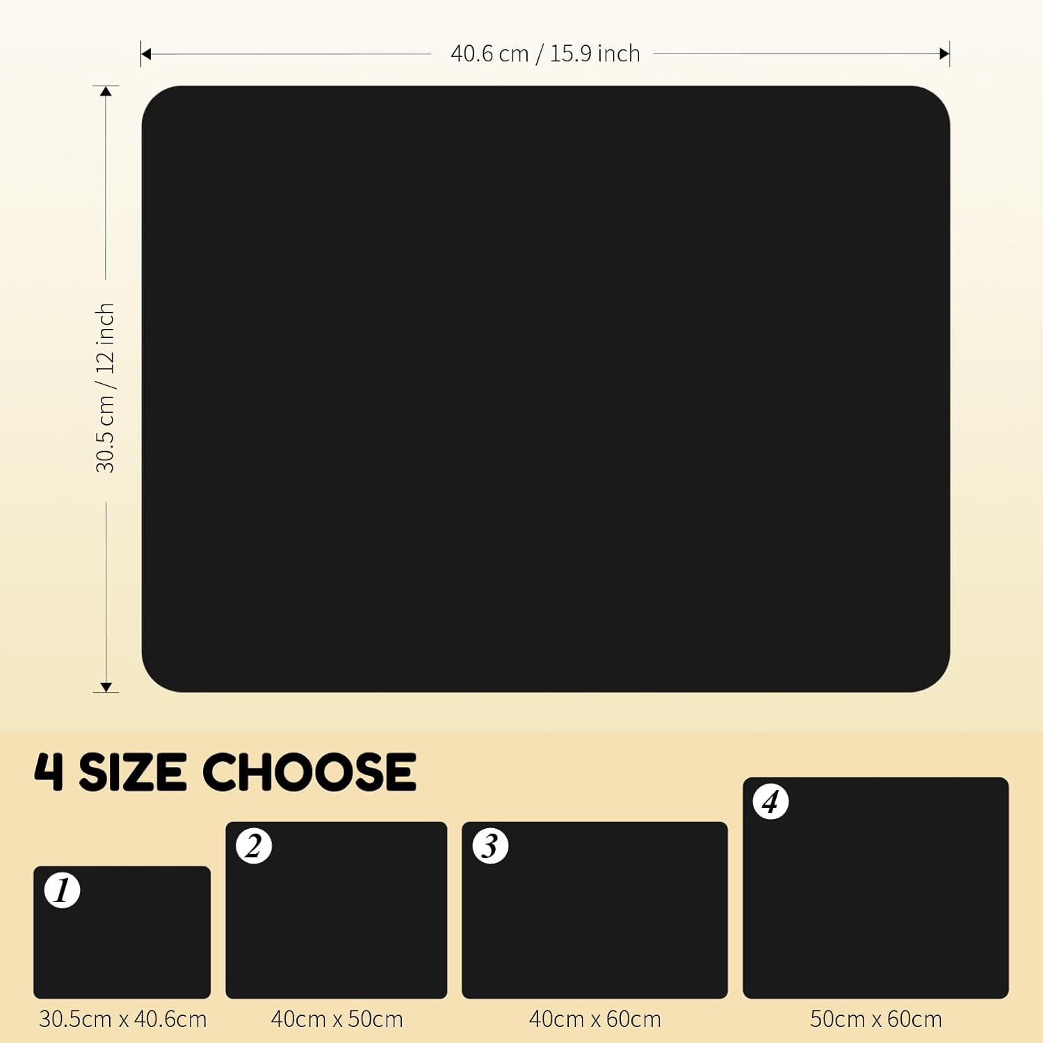 Coffee Mat Hide Stain Rubber (Black, 40cm×50cm), Coffee Bar Accessories Fit Under Espresso Machine CoffeeMaker Coffeepot, Backed Absorbent Dish Drying Mat for Kitchen Counter (Black, 20"x24")