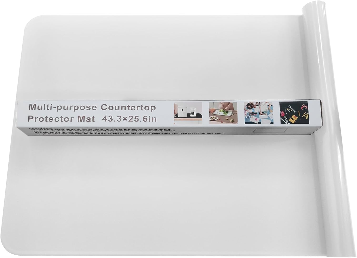 KVK 43.3×25.6in Silicone Mats for Kitchen Counter - Extra Large Silicone Mat Heat Resistant - Glossy Bottom Non Slip - Universal Painting Craft Resin Mat Table Countertop Protector, Transparent