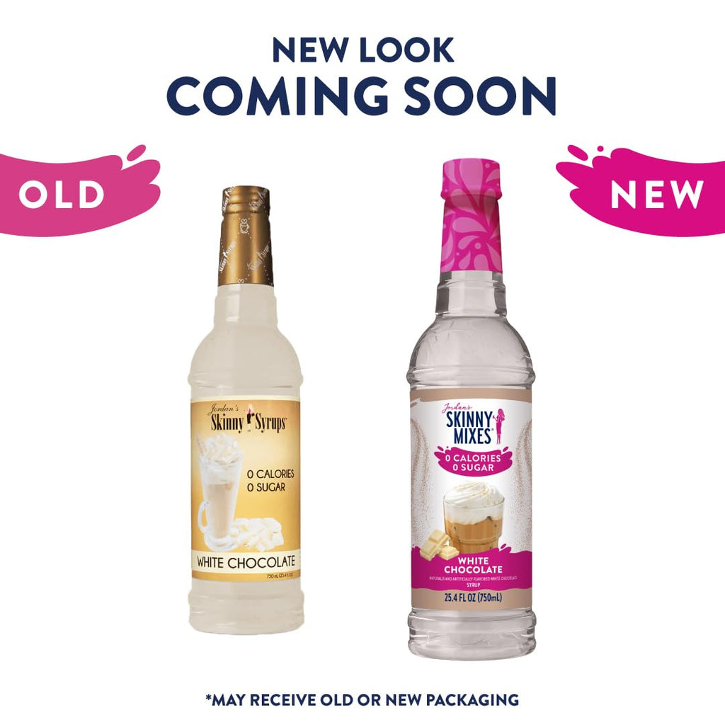 Jordan's Skinny Syrups Sugar Free Coffee Syrup, White Chocolate Flavor Mix, Zero Calorie Flavoring for Lattes, Protein Shake, Cocktail & More, Gluten Free, Keto Friendly, 25.4 Fl Oz, 6 Pack