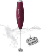Elementi Milk Frother Wand - Easy to Use Handheld Electric Stirrer for Powder Drinks, Durable & Powerful Coffee Whisk & Protein Powder Mixer Wand, Hand Frother, Coffee Stirrers Electric (Burgundy)