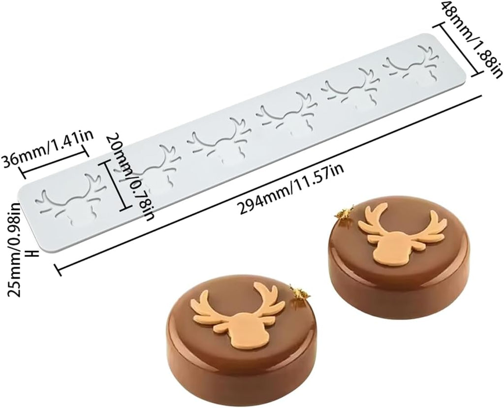 mostsom 3D Hollow Out Lace Mold Silicone Christmas Deer Head Shape Fondant Molds Chocolate Mould for Cake Pastry Decor Baking Gumpastes Moulds Decoration (N_ Deer Head)