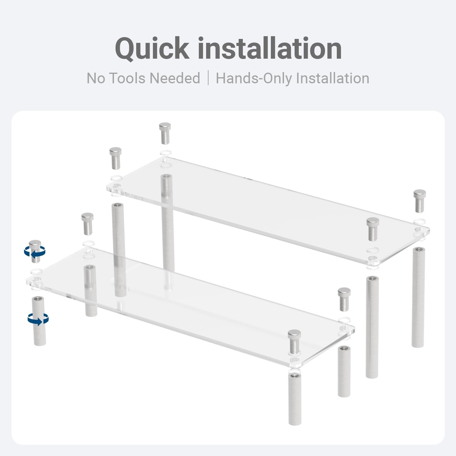 2Pcs Acrylic Riser, Display Stand Clear Shelf for Cupcake Food Desserts Holder Cosmetic Products Tabletop Use and More (Medium)