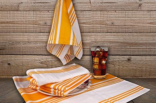 Urban Villa Kitchen Towels 100% Cotton Pack of 6, Highly Absorbent Quick Drying Super Soft Premium Dish Towels for Kitchen with Hanging Loop Hand & Tea Towels - 20x30 Inch, (Yellow & White, Striped)