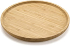 Round Bamboo Tray, Wood Serving Tray, Wooden Platter, Wood Charcuterie Board, Decorative Tray for Coffee Table, 9.8 inch