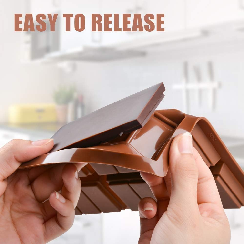 Chocolate Bar Mold, Deep Silicone Snap Chocolate Bar Molds for Stuffed Bar, Wax Melt, Candy Bar Molds (5 Snap+10 Snap)