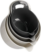 BoxedHome 4 Pack Nesting Mixing Bowl with Pour Spout and Handle, BPA free Microwave & Dishwasher Safe(Grey, 4 Pack with Handle)