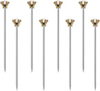 Stainless Steel Cocktail Picks Crown,Metal Martini Sticks,Fruits Toothpicks,Reusable Garnish Skewer Drinks Sandwiches Appetizers Olives Fruits Barbecue Snacks of 8 Pieces (Glod)