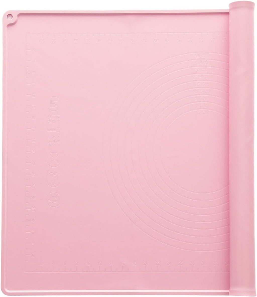 uxcell Silicone Pastry Mat, 27.5" x 19.7" Silicone Baking Mat with Measurements, Non-Stick Dough Rolling Mat for Making Pastry Cookies Bread Pizza Pink