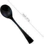 JASHII 18/10 Stainless Steel Mirror Polished Black 2 Pcs Salad Fork & 2 Pcs Salad Spoon Black Server Utensil Set