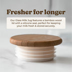 Almond Cow - Glass Pitcher with Lid and Spout, Bottle for Refrigerator, Clear Milk Jug, Food-Grade Glass Liquid Container, 60 fl oz Capacity (Pack of 8), 5 x 4 x 10 Inches