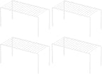 Redrubbit 4 Pack(10.6 x 5.1 Inch) Cabinet Storage Shelf Rack, Rustproof Kitchen Counter and Cabinet Shelf, Small Storage Rack Organizer for Kitchen, Fridge, Cabinet, Bathroom, White