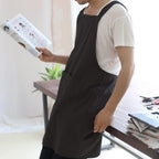 NEWGEM Japanese Linen Cross Back Cooking Aprons for Women Men with Pockets Cute for Baking Kitchen