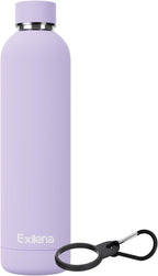 Slim Insulated Water Bottles for Travel 32oz with Clip, Double Wall Vacuum Stainless Steel Water Bottle Keeps Drinks Cold 24 Hrs/Hot 12 Hrs, 100% Leakproof, BPA Free(Purple)