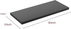 Wall Shelf Set of 3, Black Floating Shelves 30 in W x 10 in D x 1 in H, Wooden Floating Wall Shelf with Invisible Brackets for Living Room/Bedroom/Bathroom/Kitchen Storage and Decor