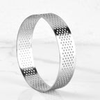 Guowall Stainless Steel Round Tart Ring Metal Perforated Cake Mold Pastry Molud for Circle Tartlet French Dessert Small Fruit Tarte Crust (6pcs)