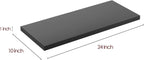 Wall Shelf Set of 3, Black Floating Shelves 24 in W x 10 in D x 1 in H, Wooden Floating Wall Shelf with Invisible Brackets for Living Room/Bedroom/Bathroom/Kitchen Storage and Decor