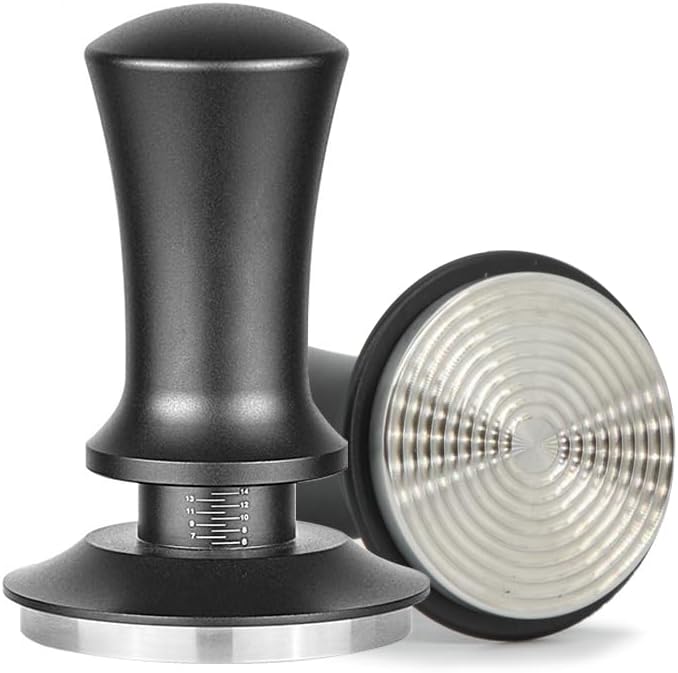 58mm Calibrated Spring-Loaded Espresso Tamper – 30lb Self-Leveling Palm Tamper with Flat Stainless Steel Base – Compatible with 58mm/58.35mm Portafilter Baskets