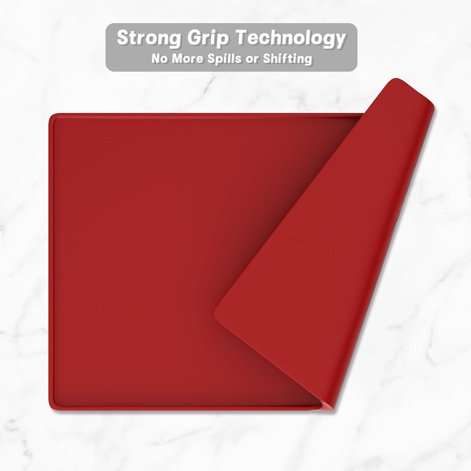 Rnivvi Silicone Coffee Mat, 12" x 19" Waterproof Raised Edge Coffee Bar Mats for Espresso Machine Station Accessories, Heat Resistant Dish Drying Pad for Kitchen Counter, Rubber Bar Decor Pad, Red