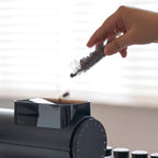 watchget Single Dose Coffee Storage Tubes 10 Pcs Dosing Glass Vials with One-way Exhaust Valve Lids Coffee Bean Storage Coffee Bean Cellar with Hopper & Wood Base, B